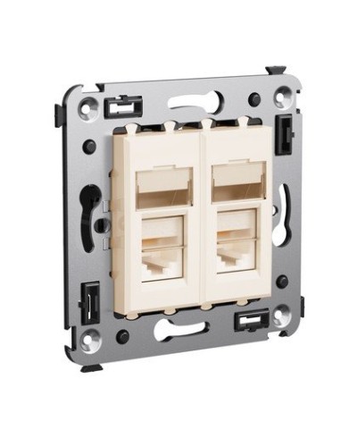 Розетка RJ-45 Avanti в стену двойная экранированная ванильная дымка (4405364). Розетка. ДКС в Щелково
