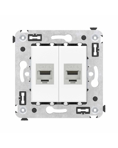Розетка RJ-45 в стену, кат.6E, Avanti, двойная, белое облако (4400794). Розетка компьютерная модульная. ДКС в Щелково