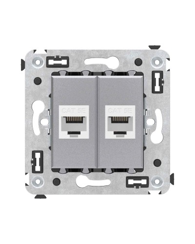 Розетка RJ-45 в стену, кат.5E, Avanti, двойная, закаленная сталь (4404664). Розетка компьютерная. ДКС в Щелково