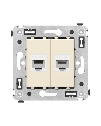 Розетка RJ-45 в стену, кат.5E, Avanti, двойная, ванильная дымка (4405664). Розетка компьютерная. ДКС в Щелково