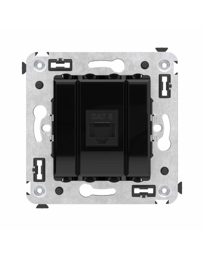 Розетка RJ-45 в стену, кат.6E, Avanti, одинарная, черный квадрат (4402693). Розетка компьютерная. ДКС в Щелково