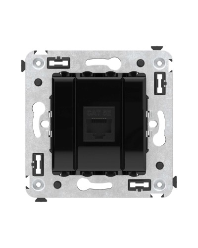 Розетка RJ-45 в стену, кат.5E, Avanti, одинарная, черный квадрат (4402663). Розетка компьютерная. ДКС в Щелково