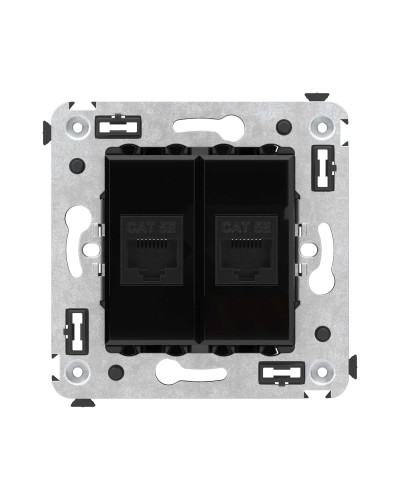 Розетка RJ-45 в стену, кат.5E, Avanti, двойная, черный квадрат (4402664). Розетка компьютерная. ДКС в Щелково