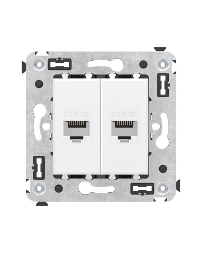 Розетка RJ-45 в стену, кат.5E, Avanti, двойная, белое облако (4400664). Розетка компьютерная. ДКС в Щелково