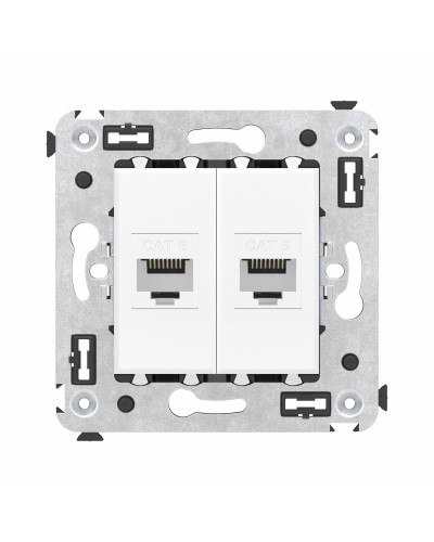Розетка RJ-45 в стену, кат.6E, Avanti, двойная, белое облако (4400694). Розетка компьютерная. ДКС в Щелково