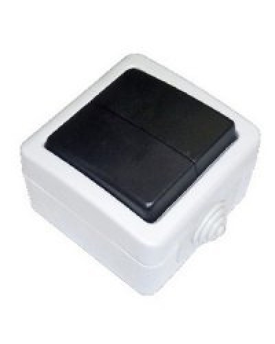 Переключатель двухклавишный 2-полюсный с 2 мест EF602SA, серый, LK Aqua (80006). Переключатель. Экопласт в Щелково