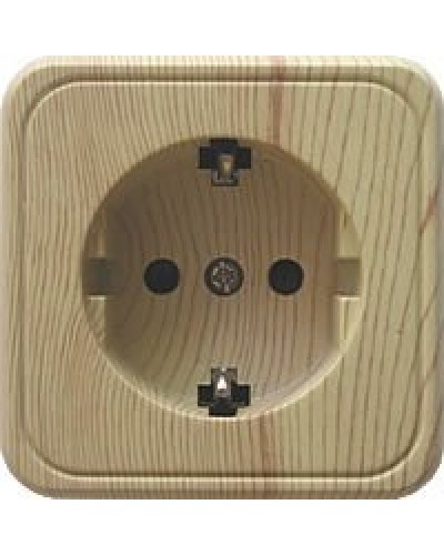 Розетка одинарная открытой установки с з/к, сосна, LK Standard (813225). Розетка с заземляющими контактами и защитными шторками. Экопласт в Щелково