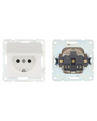 Розетка с з/к, шторками и крышкой, белый LK80 (843404-1). Розетка. Экопласт в Щелково