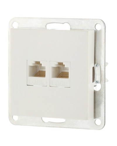 Розетка 2xRJ-45 кат.5е с накладкой, белый LK80 (846204-1). Розетка компьютерная двойная. Экопласт в Щелково