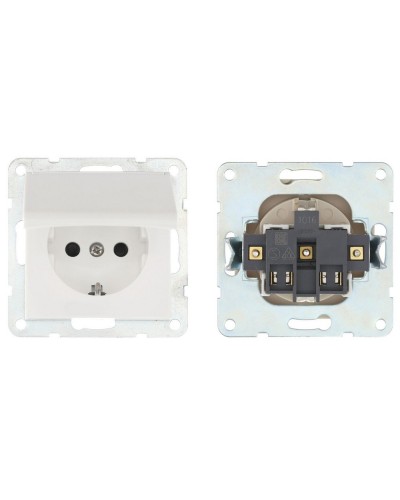 Розетка с з/к, шторками и крышкой, белый LK60 (863404-1). Розетка. Экопласт в Щелково