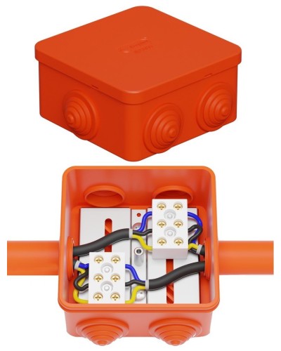 Коробка JBS080 85х85х50, 6 вых., 3P (0,15-10,0 мм²) (43301HF). Коробка монтажная, огнестойкая, без галогена. Экопласт в Щелково