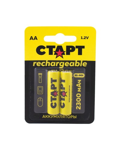 СТАРТ HR6 (AA, 2300 mah), упак. 2 шт. БЛИСТЕР. Перезаряжаемые аккумуляторы. СТАРТ в Щелково