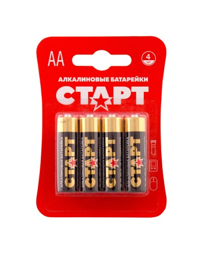 СТАРТ LR6-BL4 (1,5 В, AA, LR6), упак. 4 шт. БЛИСТЕР. Алкалиновые батарейки. СТАРТ в Щелково