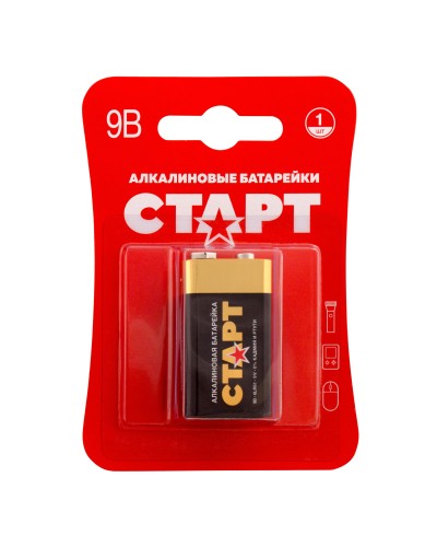 СТАРТ 6LR61-BL1 (9 В, Крона,  6LR61), БЛИСТЕР. Алкалиновая батарейка. СТАРТ в Щелково