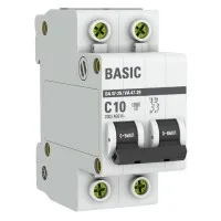 Автоматический выключатель 2P 10А (C) 4,5кА ВА 47-29 Basic (mcb4729-2-10C). Автоматический выключатель. EKF