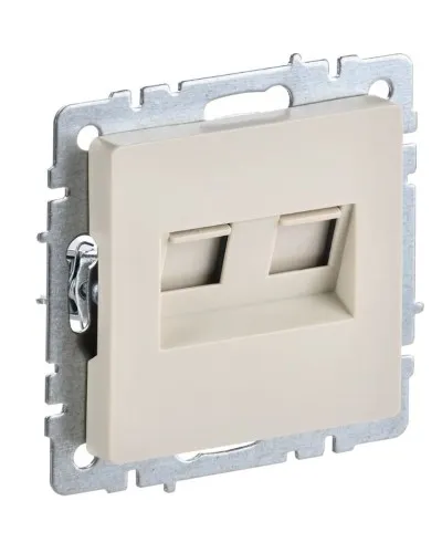 Розетка RJ45 РК10-2-БрКр кат.5E, бежевый BRITE (BR-K20-1-K10). Розетка компьютерная двойная. IEK в Щелково