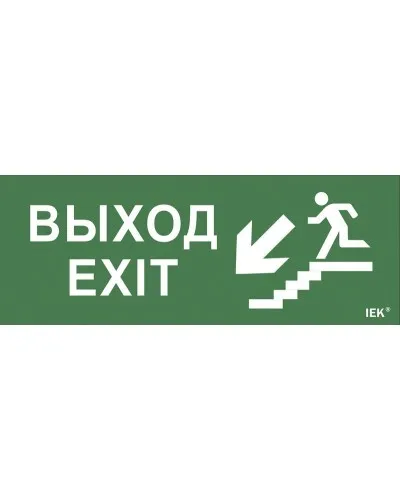 Самоклеящаяся этикетка Выход/лестница вниз/фигура для ССА (LPC10-1-35-13-VLVNF). Самоклеящаяся этикетка 240х90 мм. IEK в Щелково