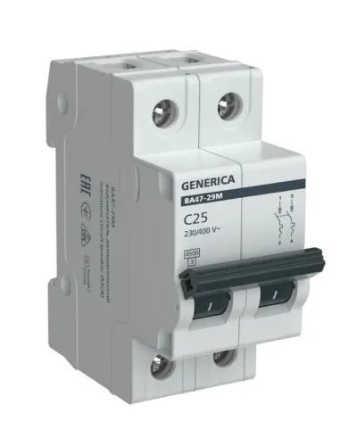 GENERICA ВА47-29М 2P C 25А 4,5кА (MVA21-2-025-C-G). Автоматический выключатель. IEK в Щелково