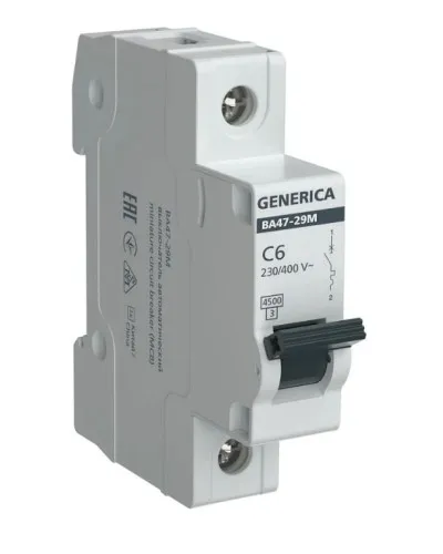 GENERICA ВА47-29М 1P C 6А 4,5кА (MVA21-1-006-C-G). Автоматический выключатель. IEK в Щелково