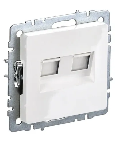 Розетка RJ45 РК10-2-БрБ кат.5E, белая BRITE (BR-K20-1-K01). Розетка компьютерная двойная. IEK в Щелково