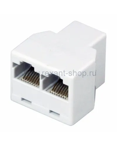 Двойник компьютерный UTP RJ-45(8P8C) (гнездо - 2 гнезда) REXANT (03-0103): Кабельный соединитель в Щелково
