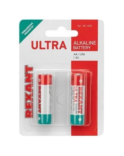 Ультра алкалиновая батарейка AA/LR6 1,5 V 2 шт. блистер REXANT (30-1025). Элемент питания. Rexant в Щелково