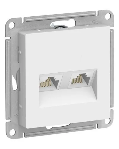 AtlasDesign розетка RJ45+RJ45, 2-местная, скрытой установки, механизм, белый (ATN000185). Розетка компьютерная. Systeme Electric в Щелково