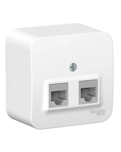 BLANCA розетка RJ45 2-местная, кат. 5Е, открытой установки, белый (BLNIA045451). Розетка компьютерная с изолированной пластиной. Systeme Electric в Щелково