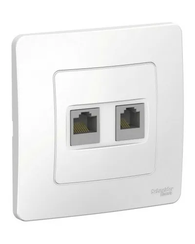 BLANCA розетка RJ45+RJ11 2-местная, кат. 5Е, скрытой установки, белый (BLNIS045111). Розетка компьютерная + телефонная. Systeme Electric в Щелково