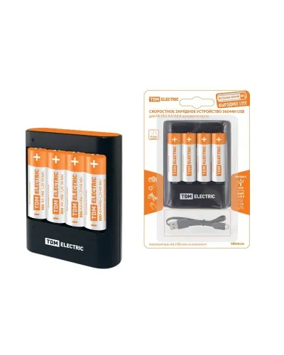 Зарядное устройство 36044Н (3600mA 4слота АА/ААА 4 кан.+4xAA2500 USB) (SQ1702-0101). Зарядное устройство. TDM ЕLECTRIC в Щелково