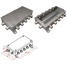 КМ IP66-1530, 12 вводов, нержавейка. Коробка монтажная электротехническая. Гефест