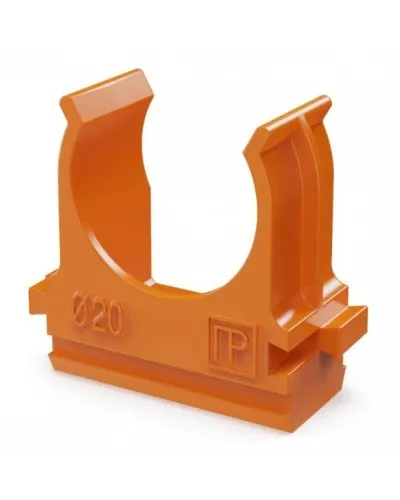 Крепёж-клипса для труб АБС-пластик оранжевая D20 (100 шт) (PR13.0064). Крепление для труб ПВХ. Промрукав в Щелково